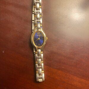 Seiko watch blue face, two tone (silver and gold) band